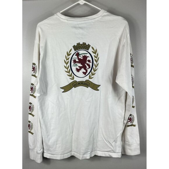 Tommy Jeans Long Sleeve Crest Logo T-Shirt White Mens Large - Picture 4 of 12